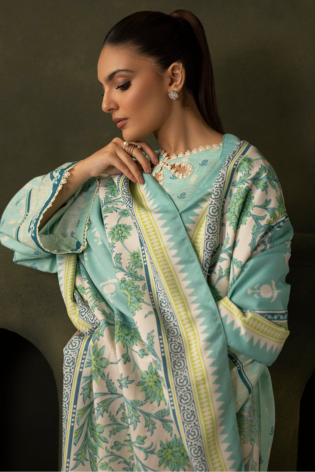 Zellbury | Unstitched 3 Piece Khaddar | Shirt Shalwar Shawl - 0198 - Libasekhas