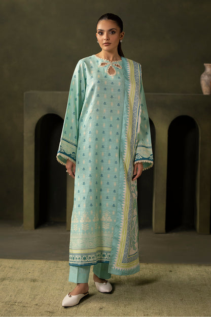 Zellbury | Unstitched 3 Piece Khaddar | Shirt Shalwar Shawl - 0198 - Libasekhas