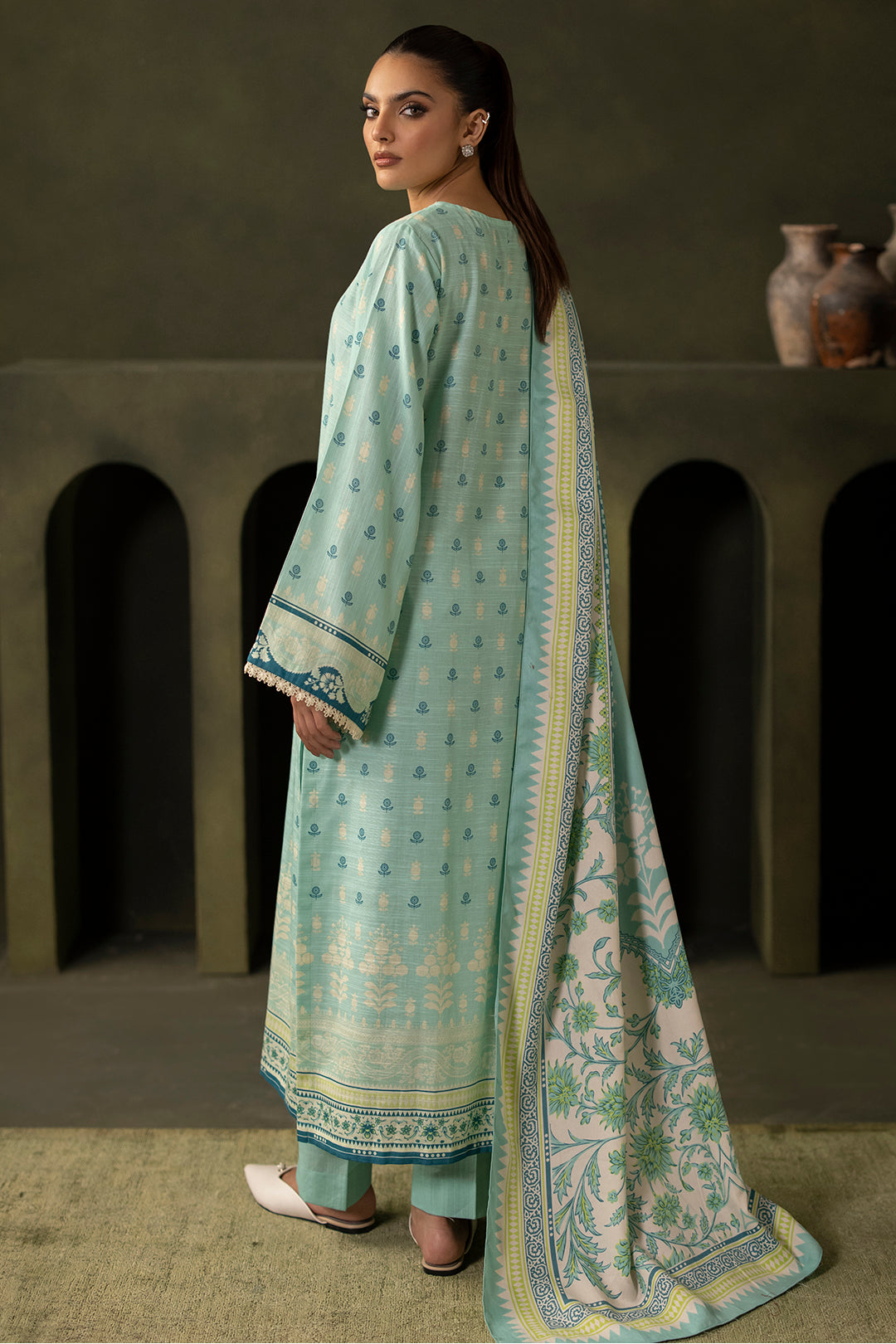 Zellbury | Unstitched 3 Piece Khaddar | Shirt Shalwar Shawl - 0198 - Libasekhas