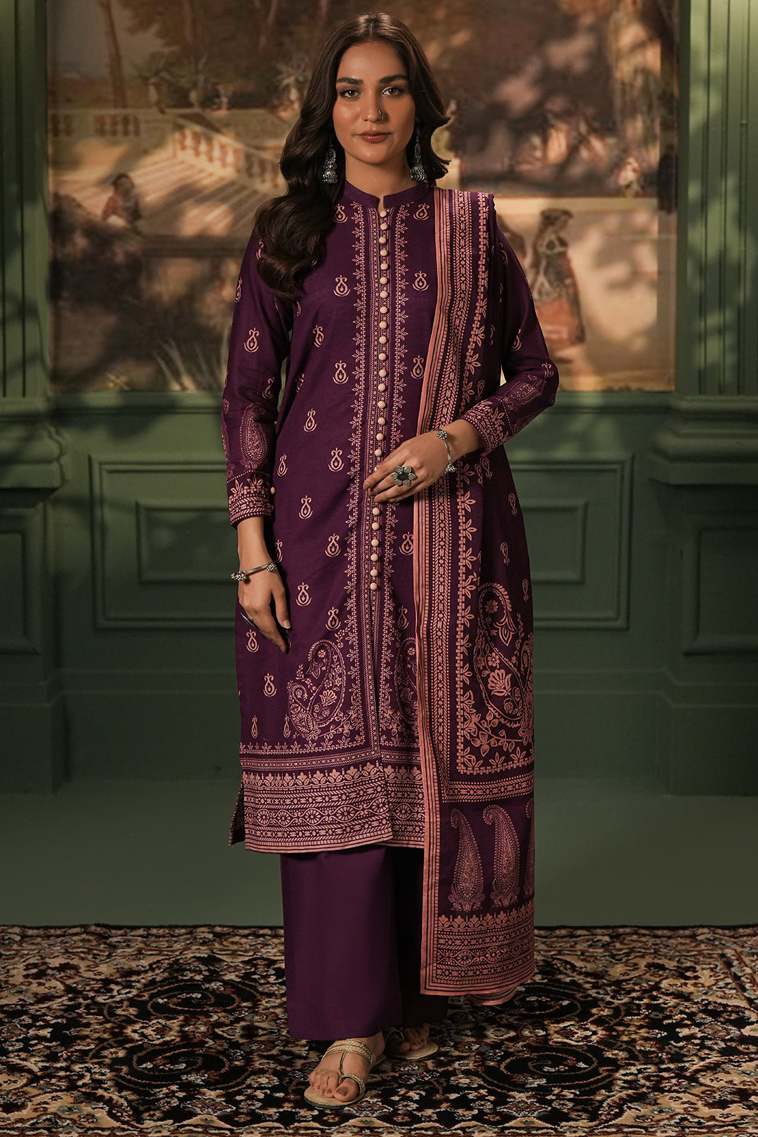 Zellbury | Unstitched 3 Piece Khaddar | Shirt Shalwar Dupatta - 0360 - Libasekhas