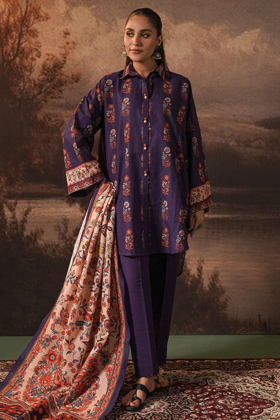 Zellbury | Unstitched 3 Piece Khaddar | Shirt Shalwar Dupatta - 0372 - Libasekhas