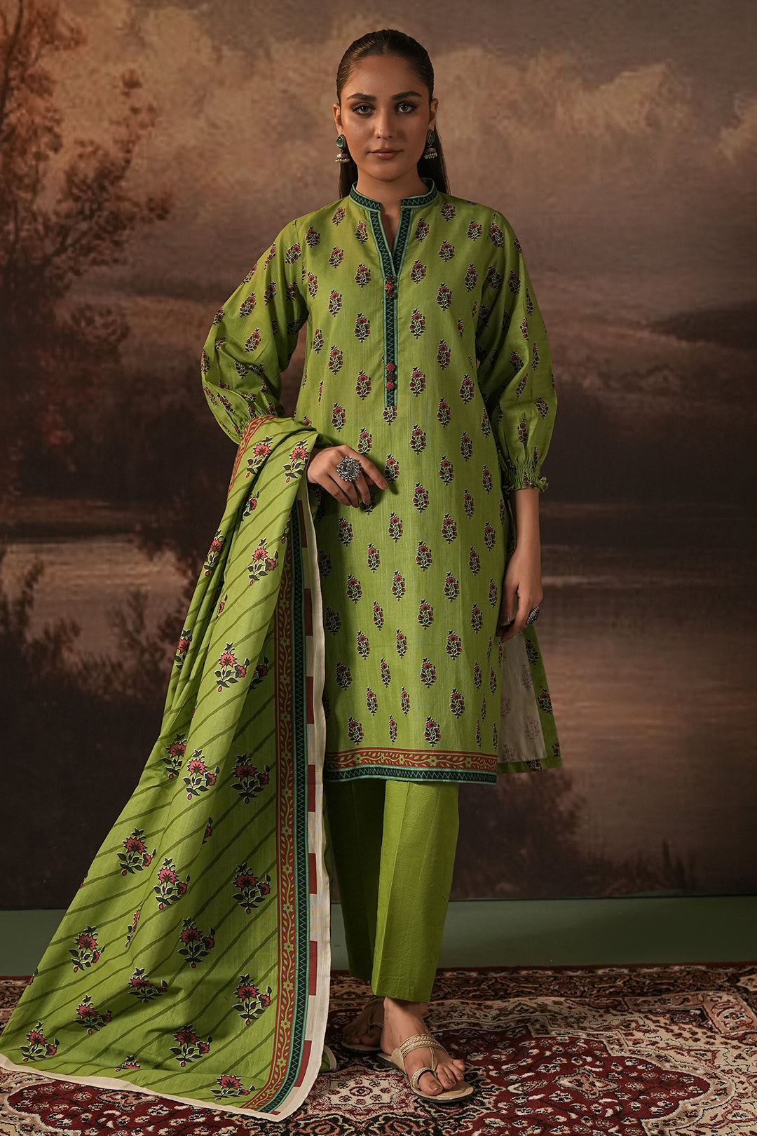 Zellbury | Unstitched 3 Piece Khaddar | Shirt Shalwar Dupatta - 0388 - Libasekhas