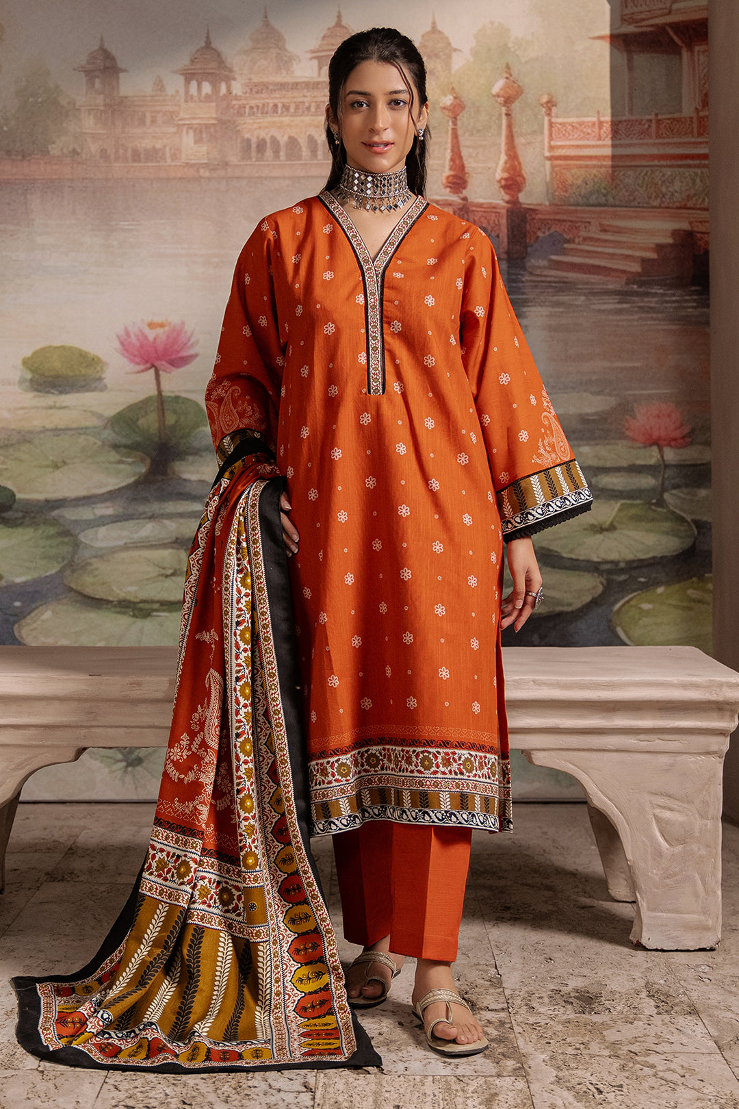 Zellbury | Unstitched 3 Piece Khaddar | Shirt Shalwar Shawl - 0391 - Libasekhas