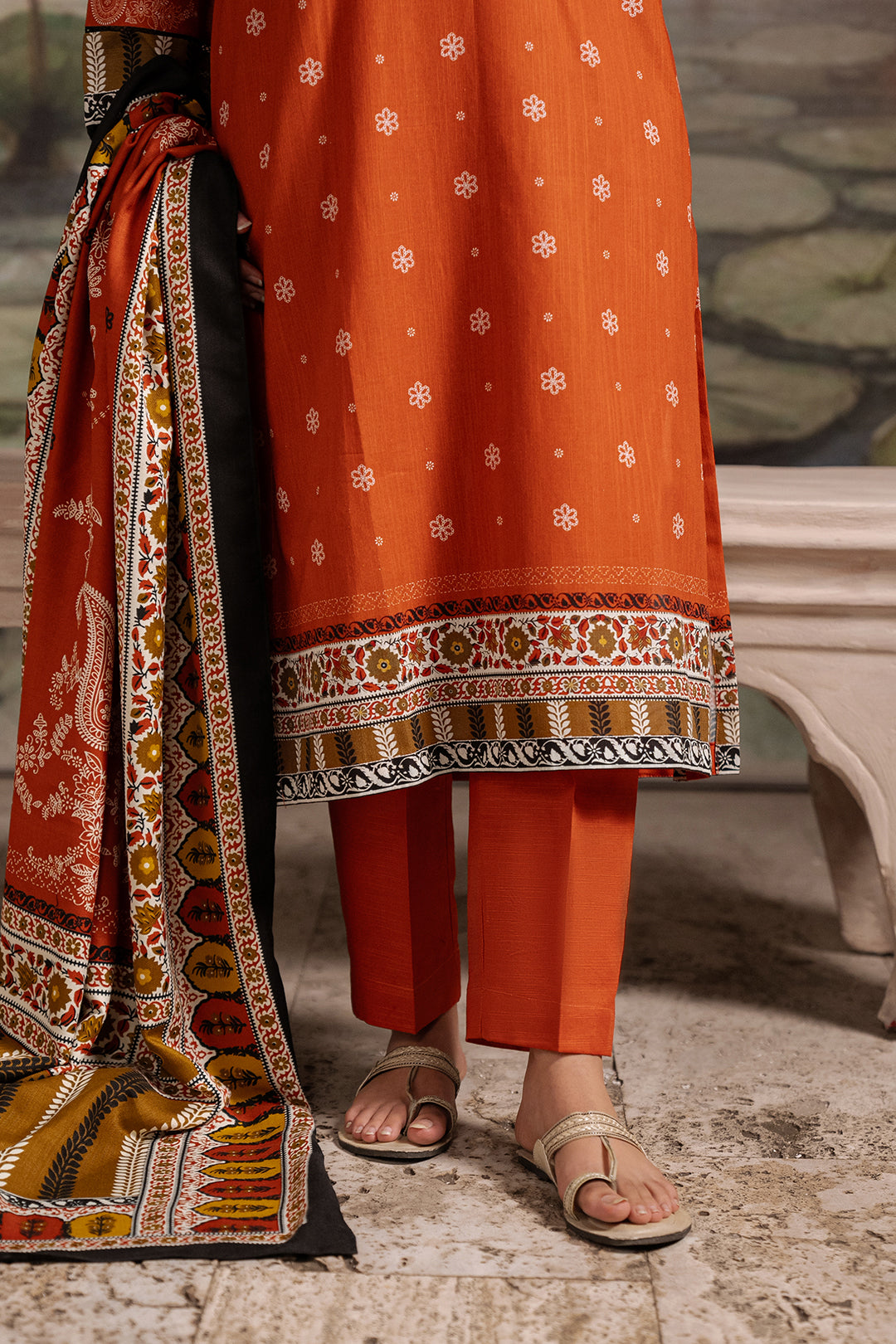 Zellbury | Unstitched 3 Piece Khaddar | Shirt Shalwar Shawl - 0391 - Libasekhas