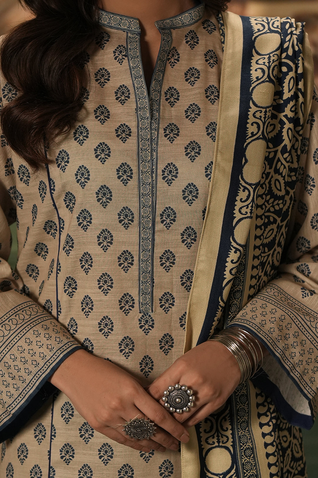 Zellbury | Unstitched 3 Piece Khaddar | Shirt Shalwar Shawl - 0392 - Libasekhas