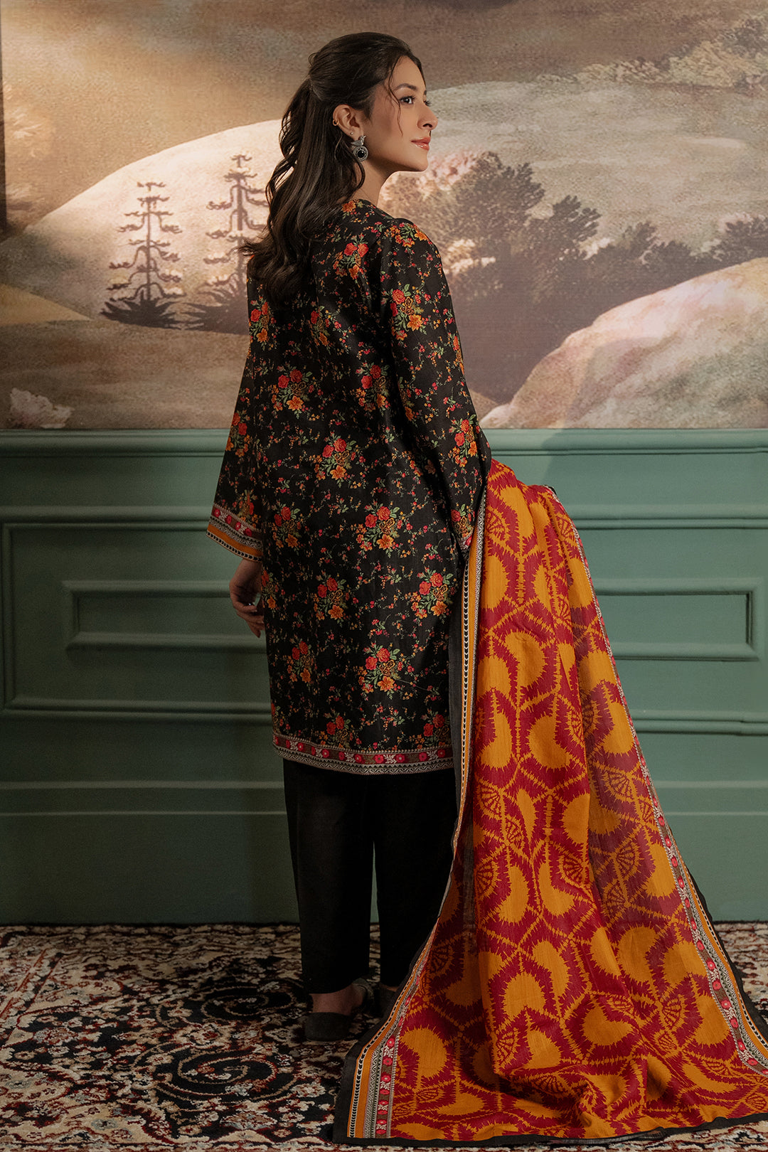 Zellbury | Unstitched 3 Piece Khaddar | Shirt Shalwar Dupatta - 0447 - Libasekhas
