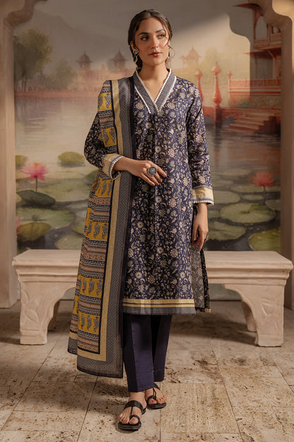 Zellbury | Unstitched 3 Piece Khaddar | Shirt Shalwar Dupatta - 0449 - Libasekhas