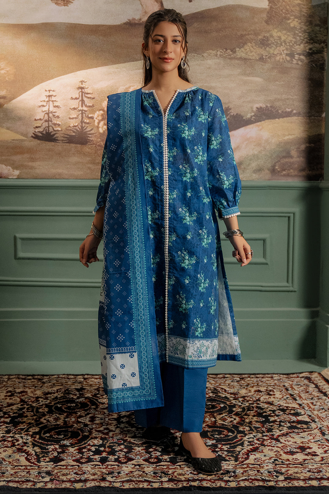 Zellbury | Unstitched 3 Piece Khaddar | Shirt Shalwar Dupatta - 0450 - Libasekhas