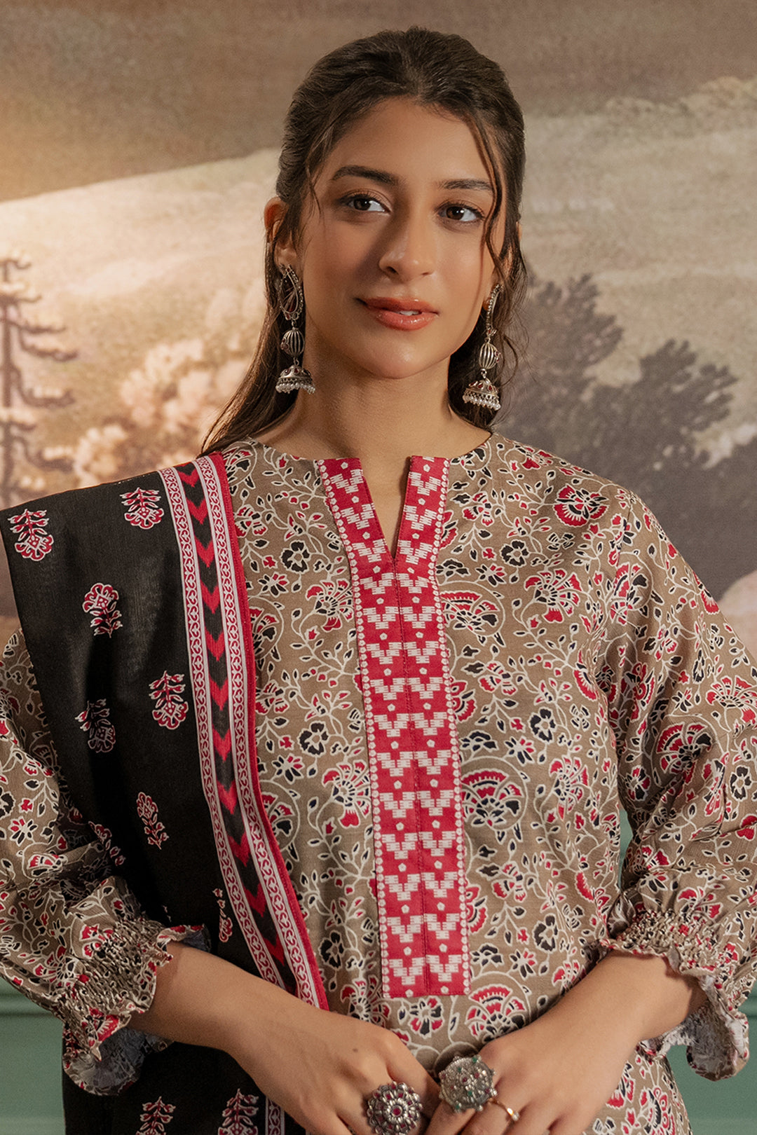 Zellbury | Unstitched 3 Piece Khaddar | Shirt Shalwar Dupatta - 0456 - Libasekhas