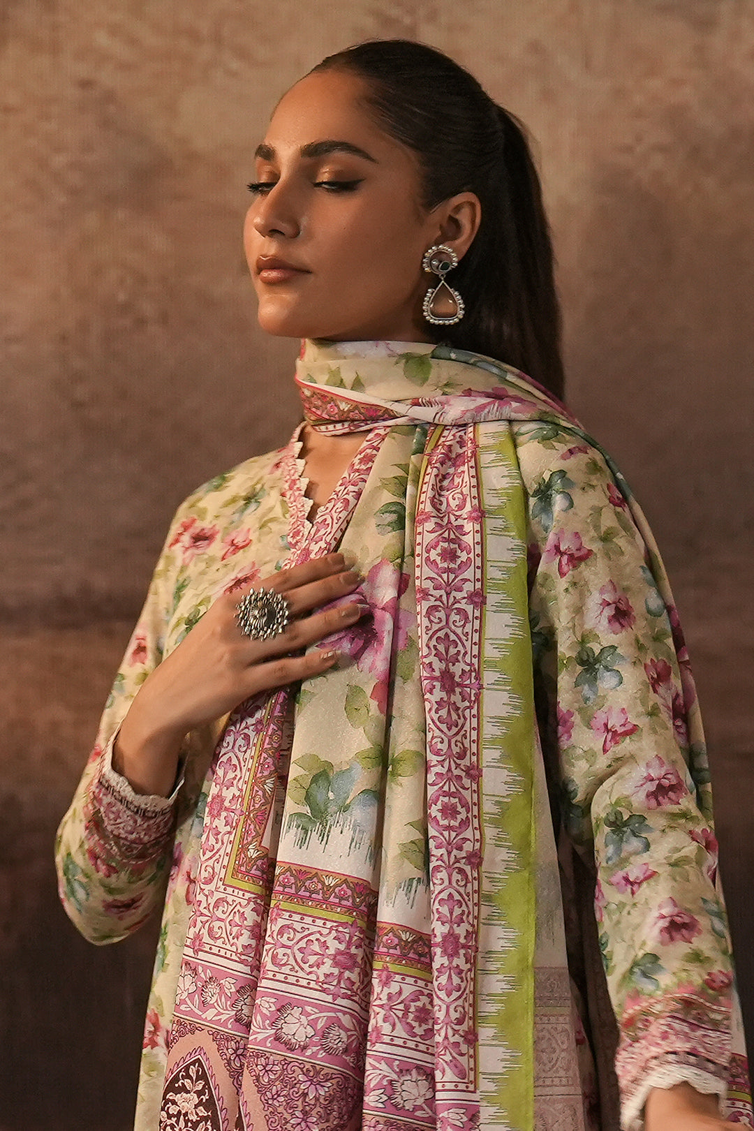 Zellbury | Unstitched 3 Piece Karandi | Shirt Shalwar Dupatta - 0458 - Libasekhas