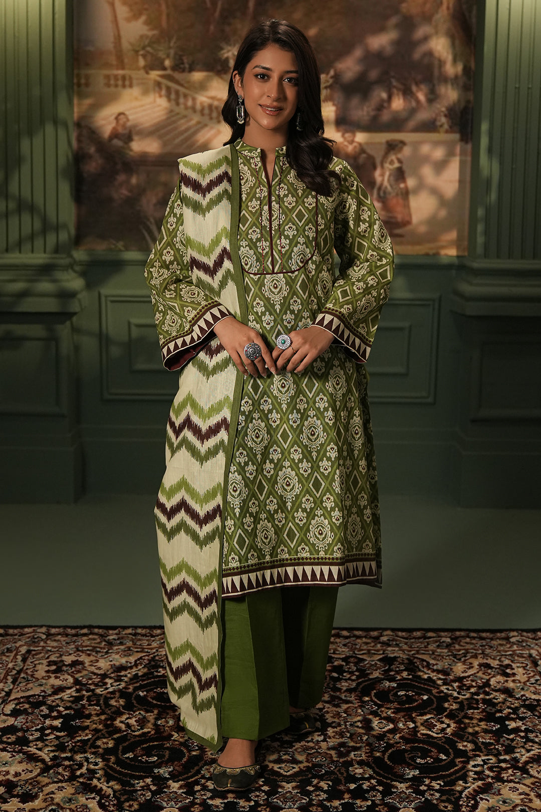 Zellbury | Unstitched 3 Piece Khaddar | Shirt Shalwar Dupatta - 0463 - Libasekhas