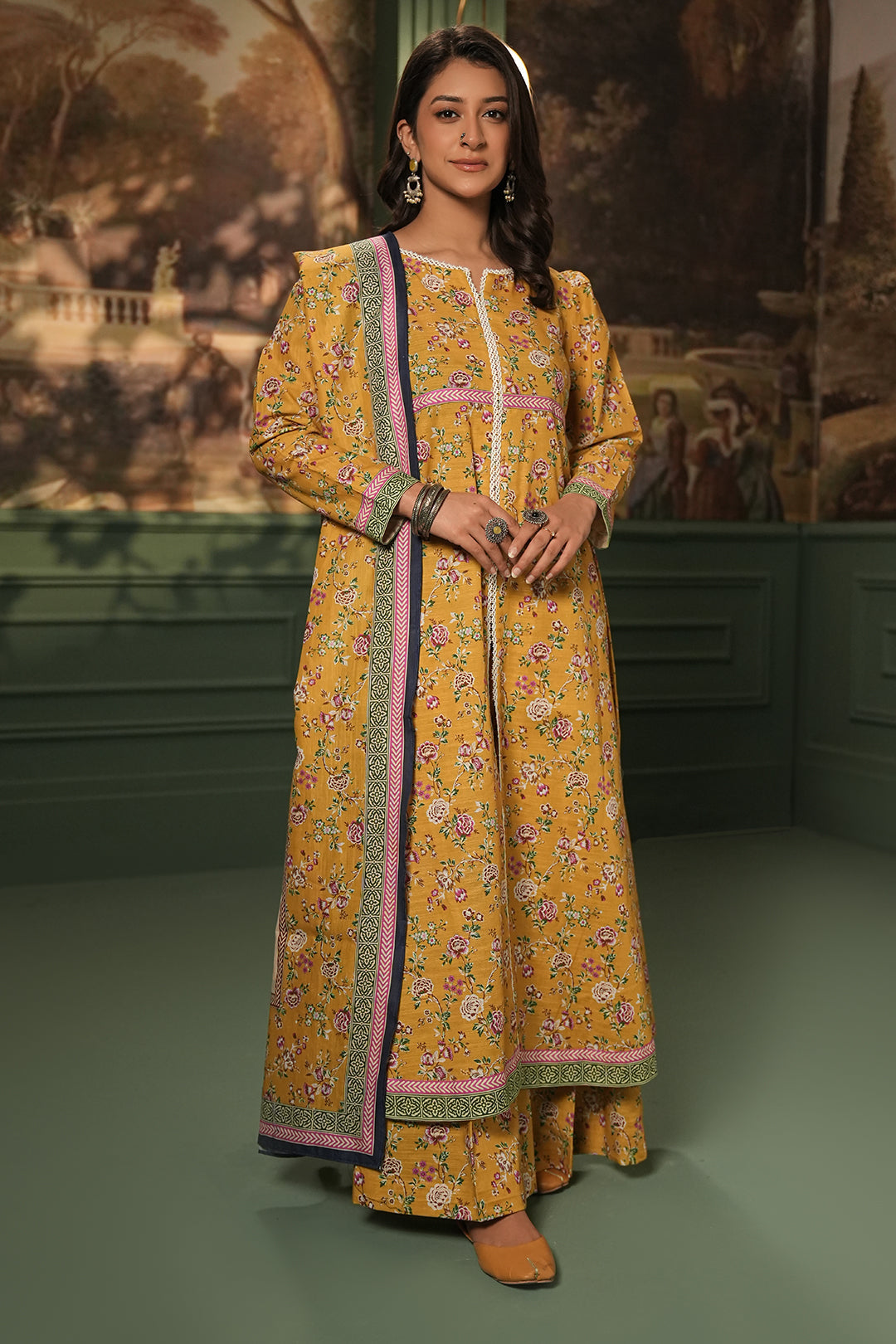 Zellbury | Unstitched 3 Piece Khaddar | Shirt Shalwar Dupatta - 0472 - Libasekhas