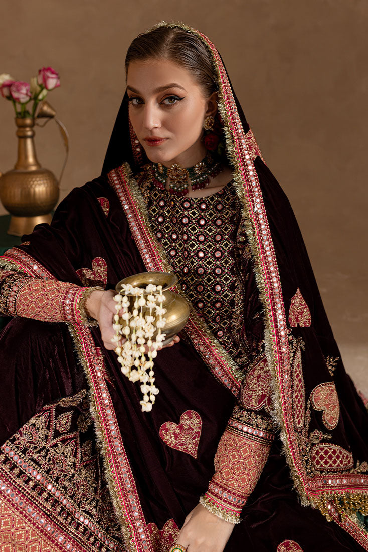 Marjjan | De Rose Velvet | MRV-08 (MEHROON) - House Of Anaya
