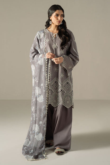 Cross Stitch | Chikankari Lawn 25 | WHISPER ASH - House Of Anaya