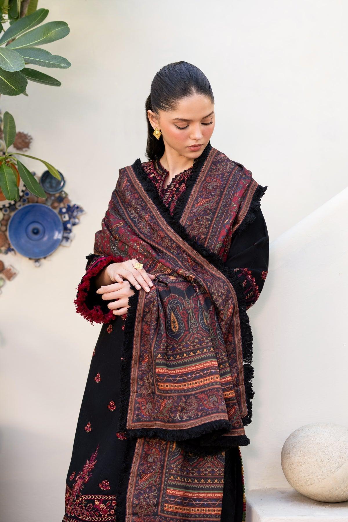 Xenia Formals | Dhoop Kinaray Winter Shawl 24 | SIYAH