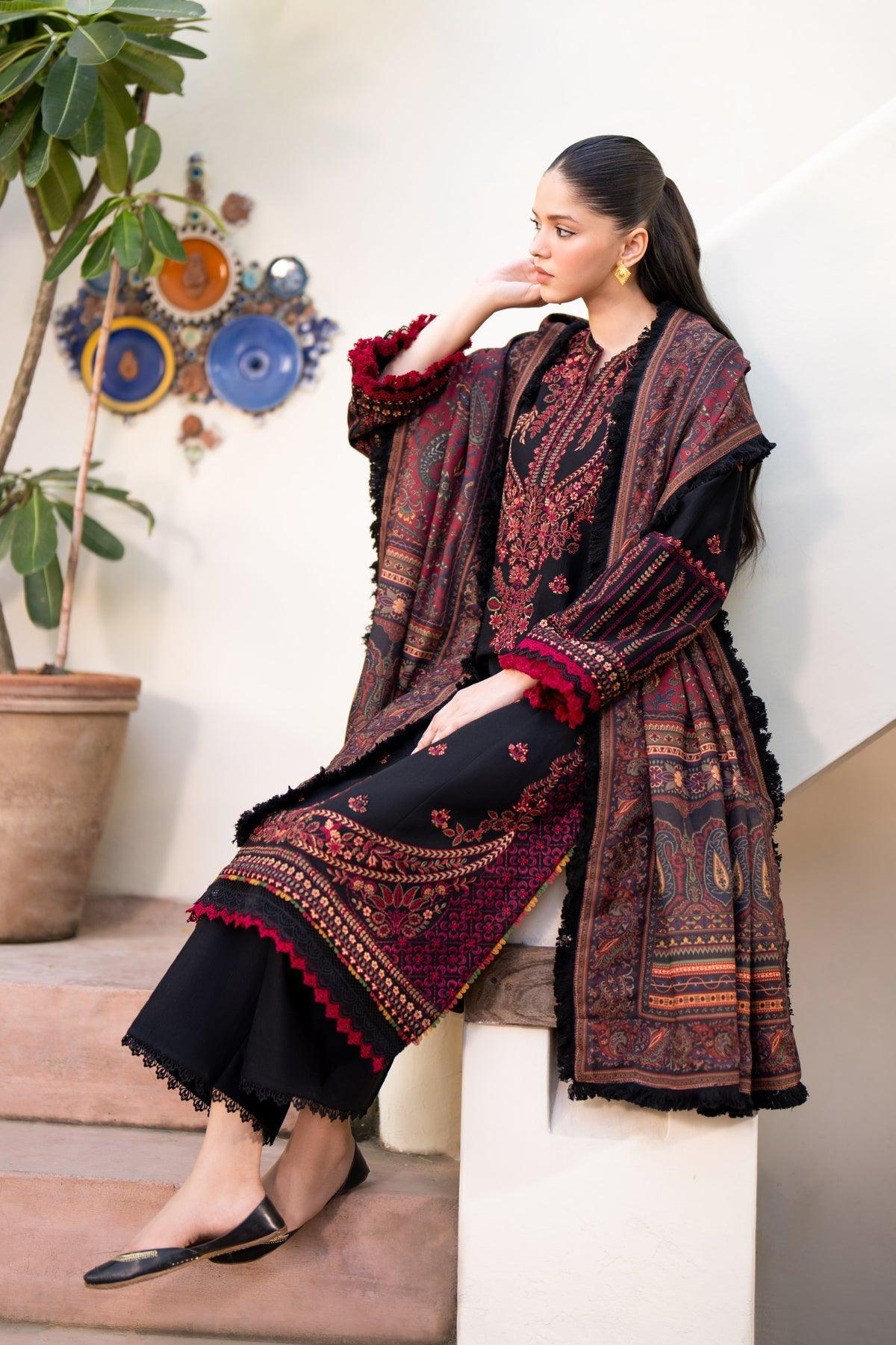 Xenia Formals | Dhoop Kinaray Winter Shawl 24 | SIYAH