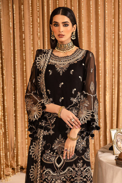 ALIZEH-Yesra - V16D05 Embroidered Chiffon Black