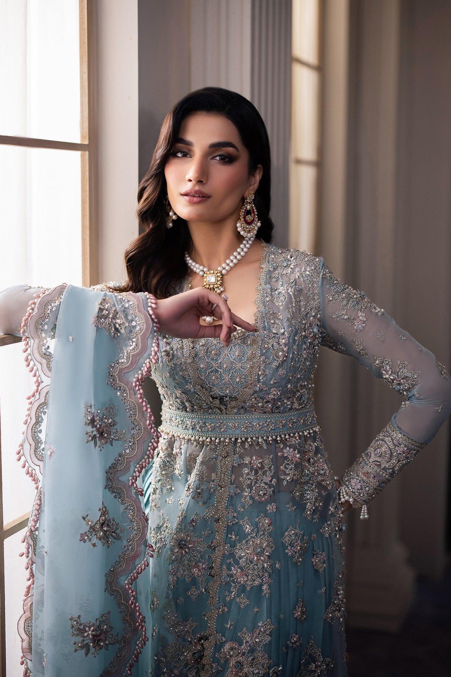 Gossamer by Zaha Embroidered Organza 3Pc Suit ZC24-04 Kiana - House Of Anaya