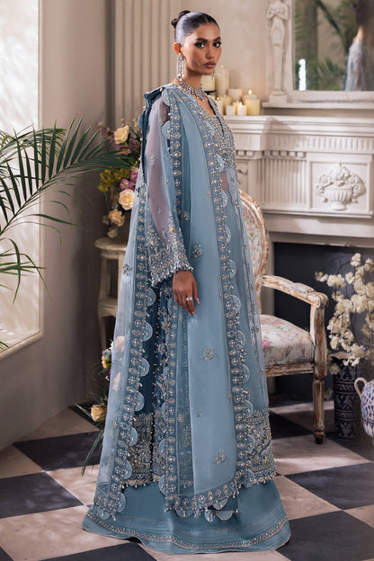 Gossamer by Zaha Embroidered Organza 3Pc Suit ZC24-07 Azura