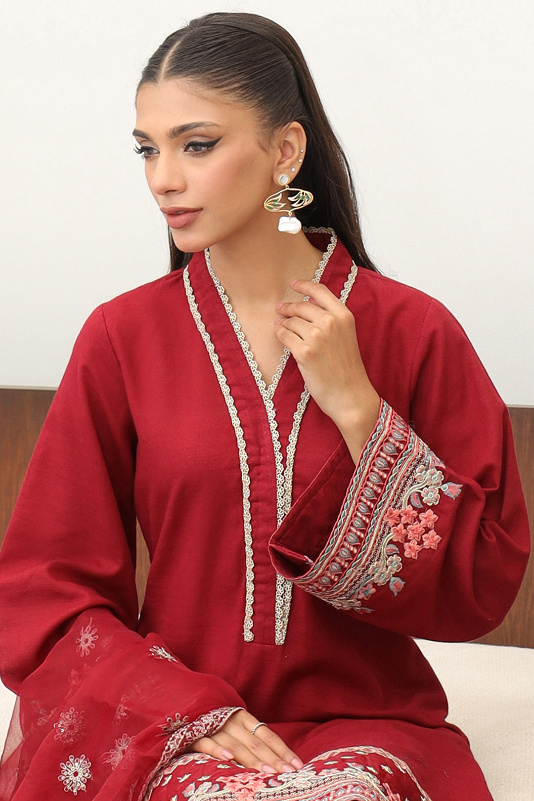 Zellbury | Winter Pret | Embroidered Kurta Dupatta Trouser - 3278 - Libasekhas
