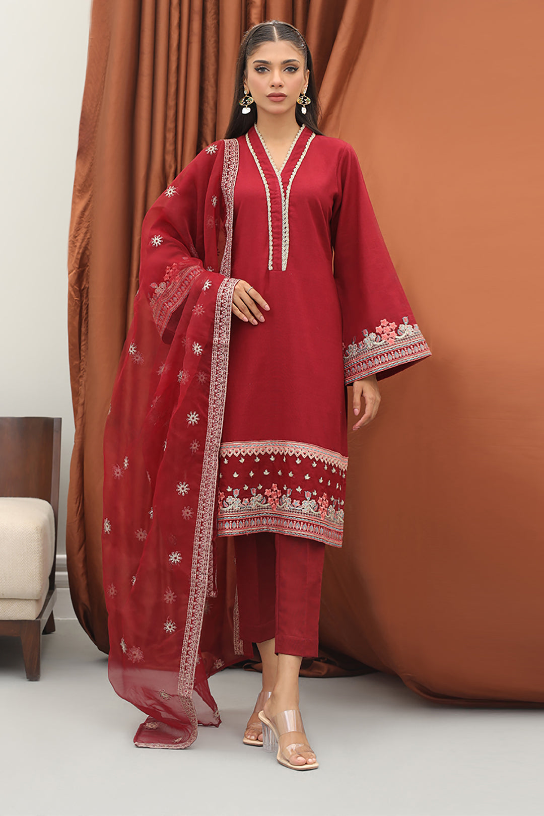 Zellbury | Winter Pret | Embroidered Kurta Dupatta Trouser - 3278 - Libasekhas