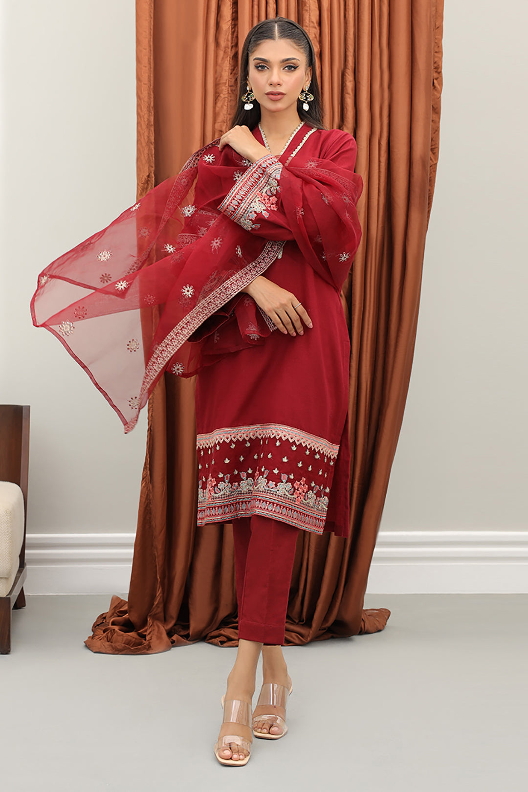 Zellbury | Winter Pret | Embroidered Kurta Dupatta Trouser - 3278 - Libasekhas