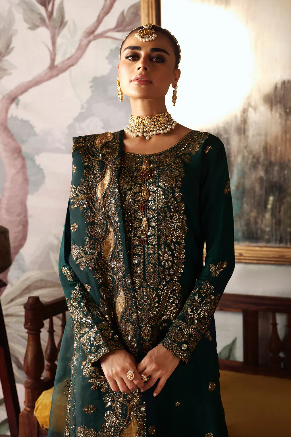 Shagna Premium Embroidered Raw Silk 3Pc Suit S-03 Zaib