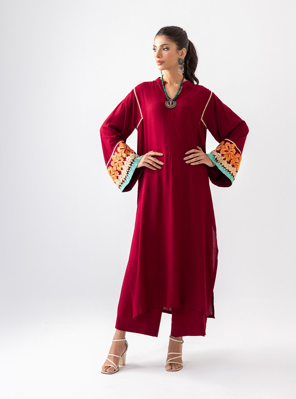 Zainab Chottani | Aara Casual Pret |  Divine Maroon - House Of Anaya