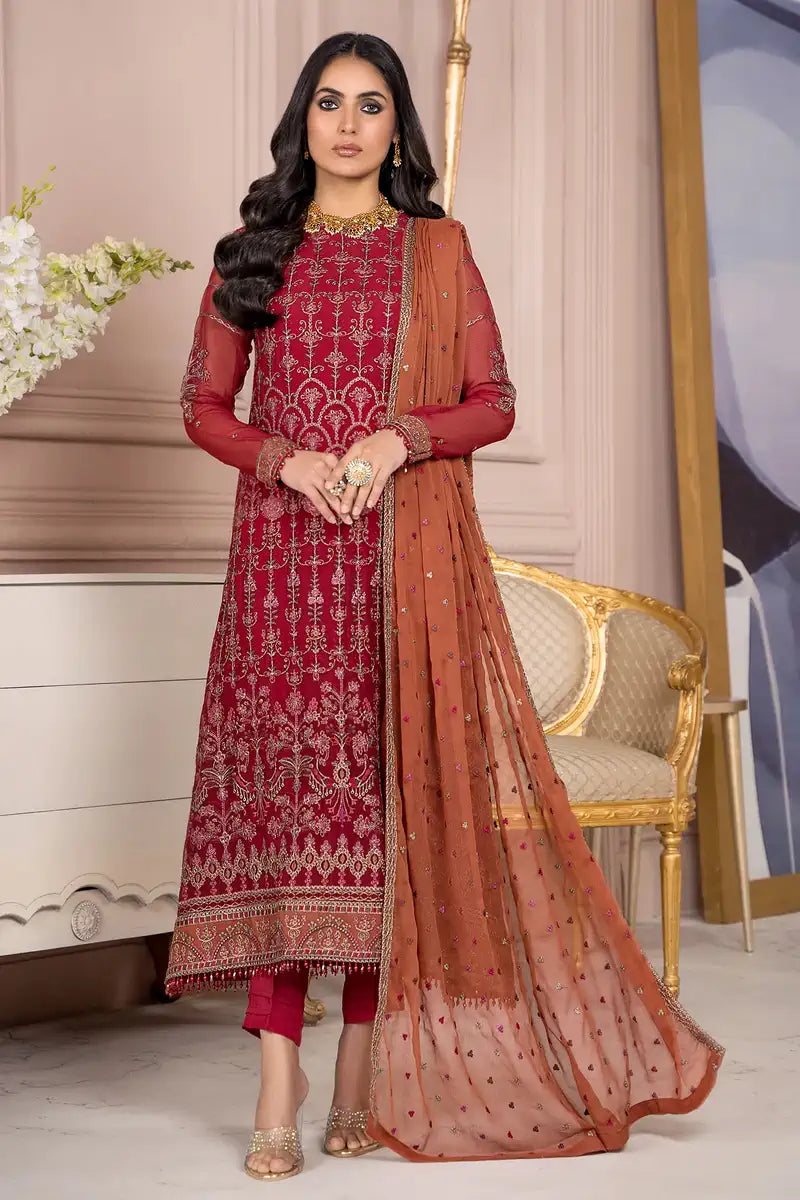 Zarif | Afreen Formals | ZA 08 GARNET - House Of Anaya