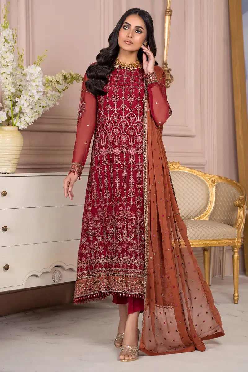 Zarif | Afreen Formals | ZA 08 GARNET - House Of Anaya