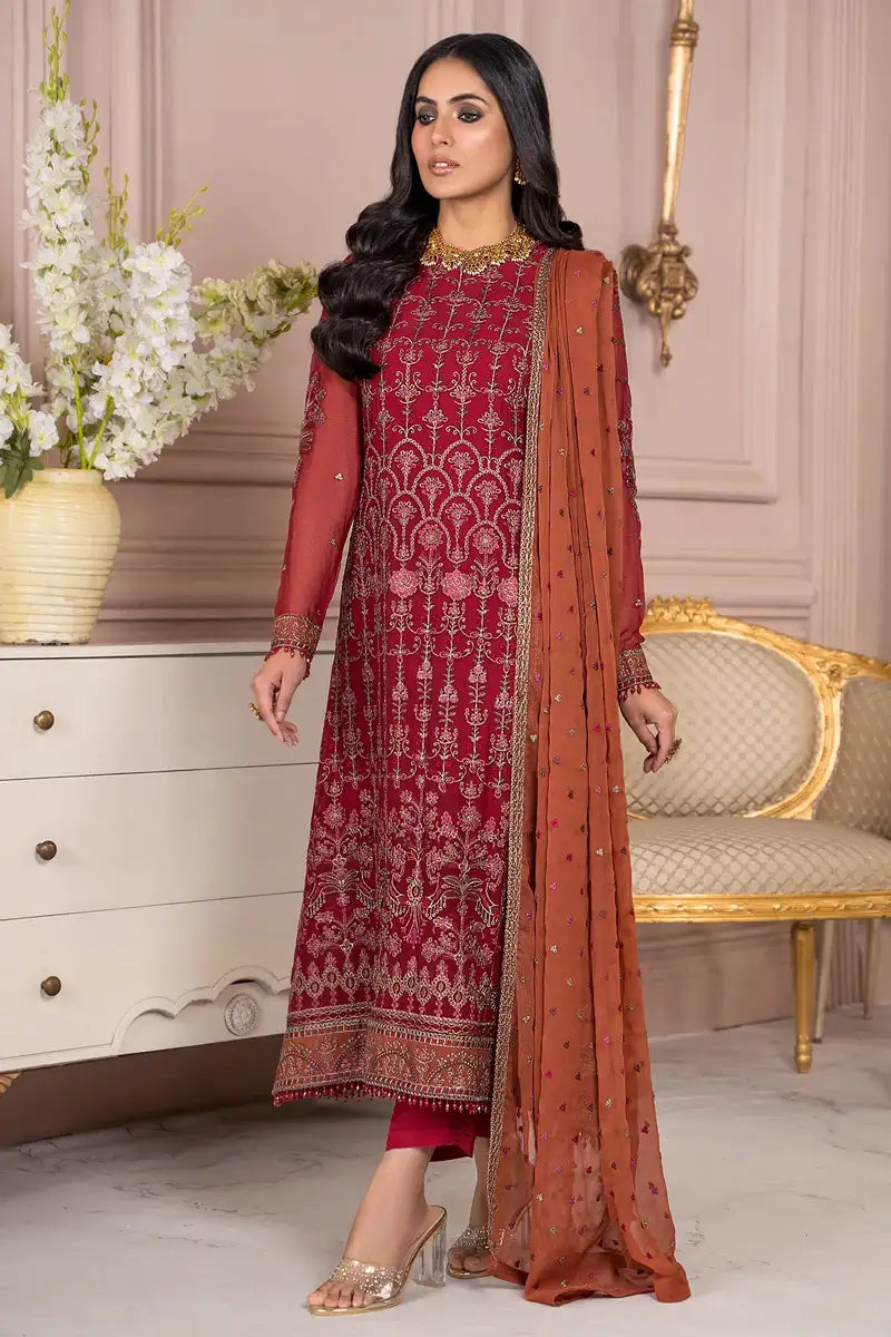 Zarif | Afreen Formals | ZA 08 GARNET - House Of Anaya