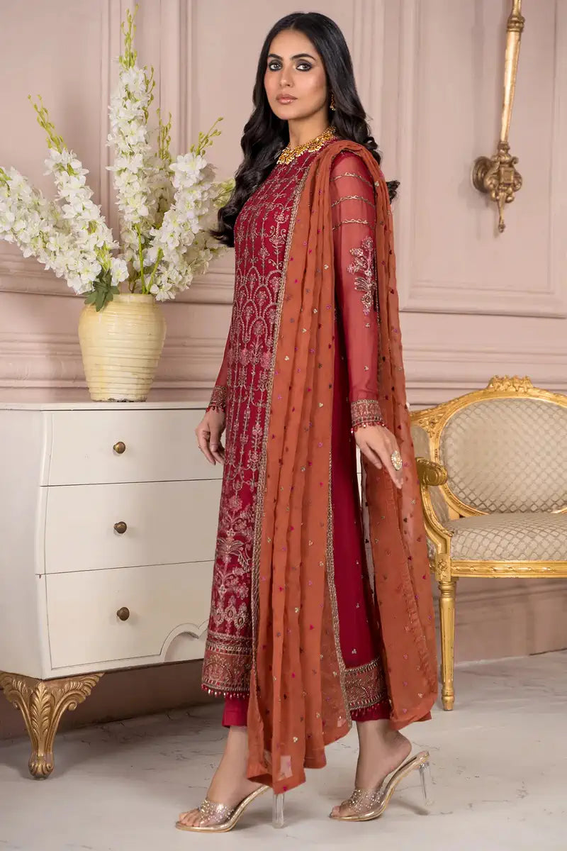 Zarif | Afreen Formals | ZA 08 GARNET - House Of Anaya