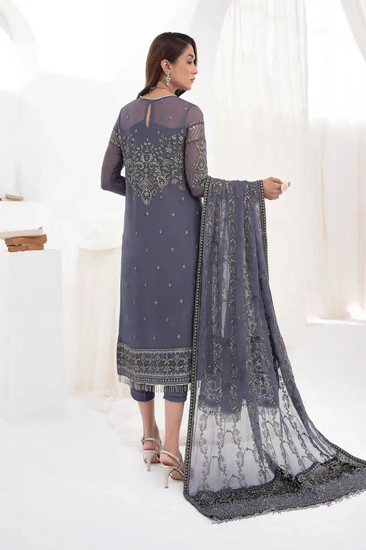 Zarif | LA CELESTE LUXURY Formals | ZLC 08 DUSTY TEAL - House Of Anaya
