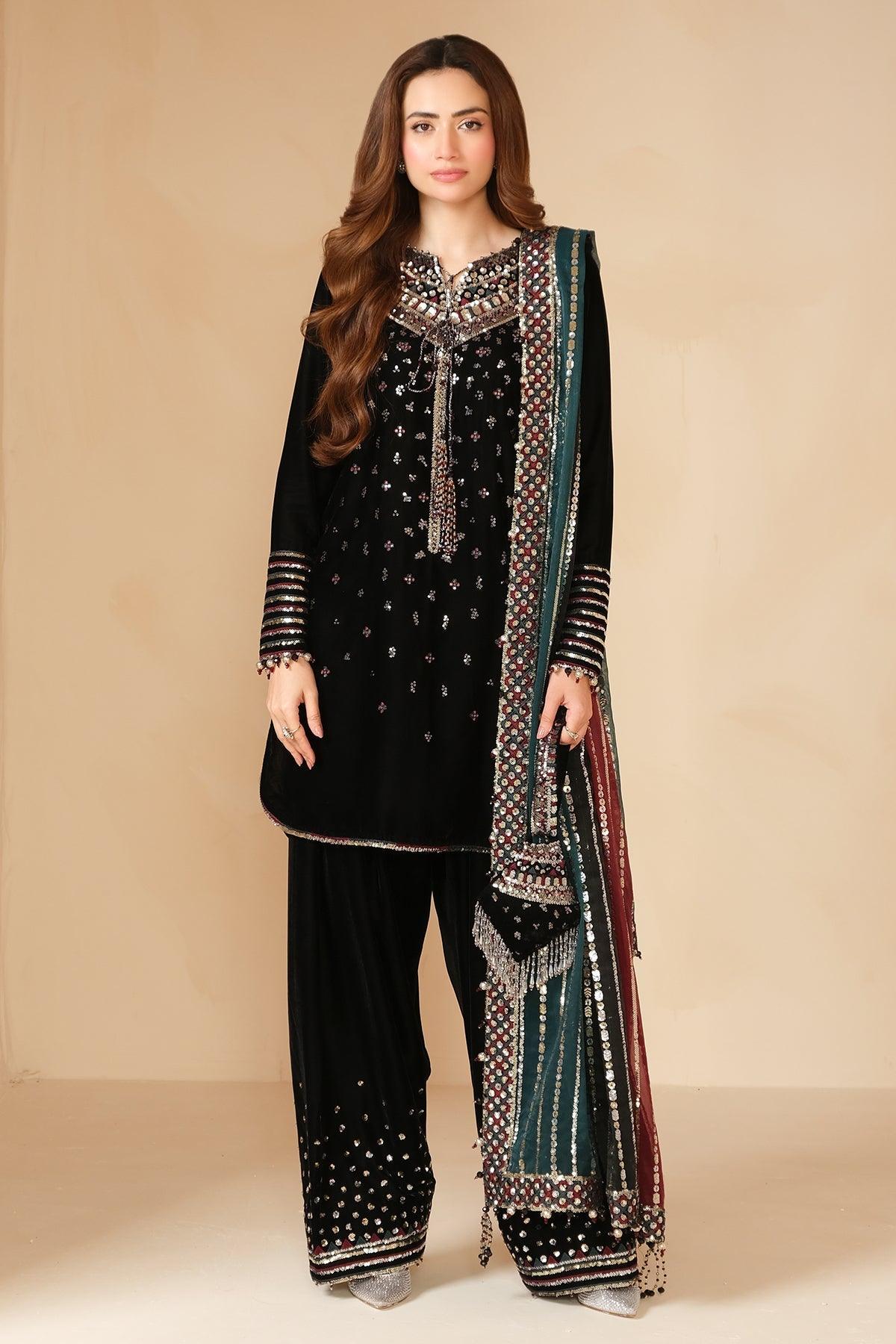 JAZMIN__Embroidered Velvet Formal VF-2037 - House Of Anaya