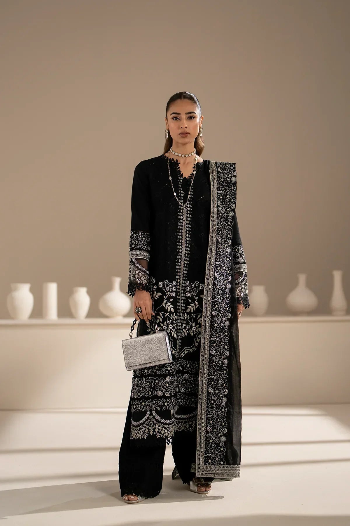 Azzal | Aghaaz Luxury Lawn | Siyah - House Of Anaya