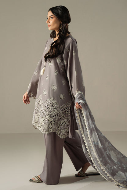 Cross Stitch | Chikankari Lawn 25 | WHISPER ASH - House Of Anaya
