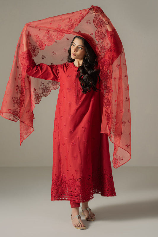 Cross Stitch | Chikankari Lawn 25 | CARMINE GRIS - House Of Anaya