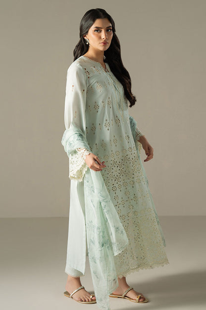 Cross Stitch | Chikankari Lawn 25 | BLUE AURA - House Of Anaya