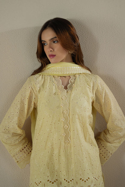 Cross Stitch | Chikankari Lawn 25 | LEMON ZEST - House Of Anaya