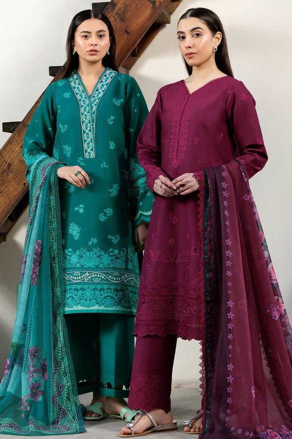 Farasha | Summer Weaves Embroidered lawn'26 | Garnet Passion