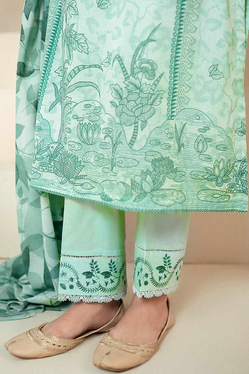 Cross Stitch | Daily Lawn 24 | MINTY MEADOW-3 PIECE LAWN SUIT - House Of Anaya