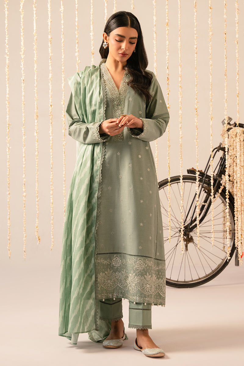Cross Stitch | Mahiri Embroidered Collection 24 | Sage Green - House Of Anaya