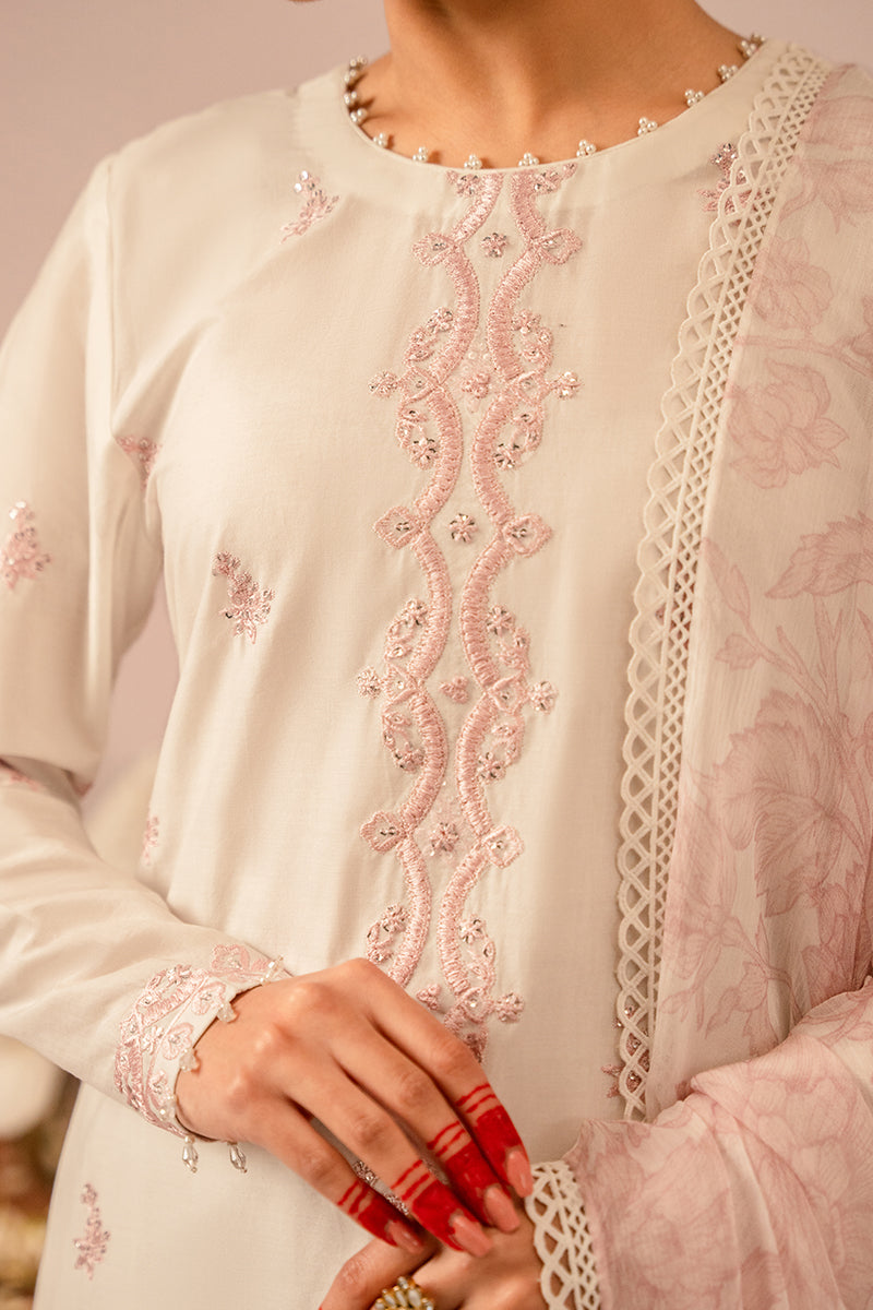 Cross Stitch | Mahiri Embroidered Collection 24 | Ivory Cream - House Of Anaya