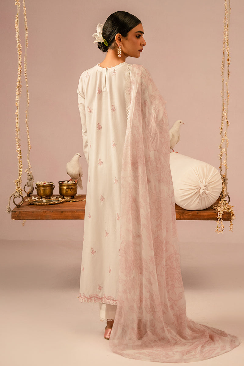 Cross Stitch | Mahiri Embroidered Collection 24 | Ivory Cream - House Of Anaya