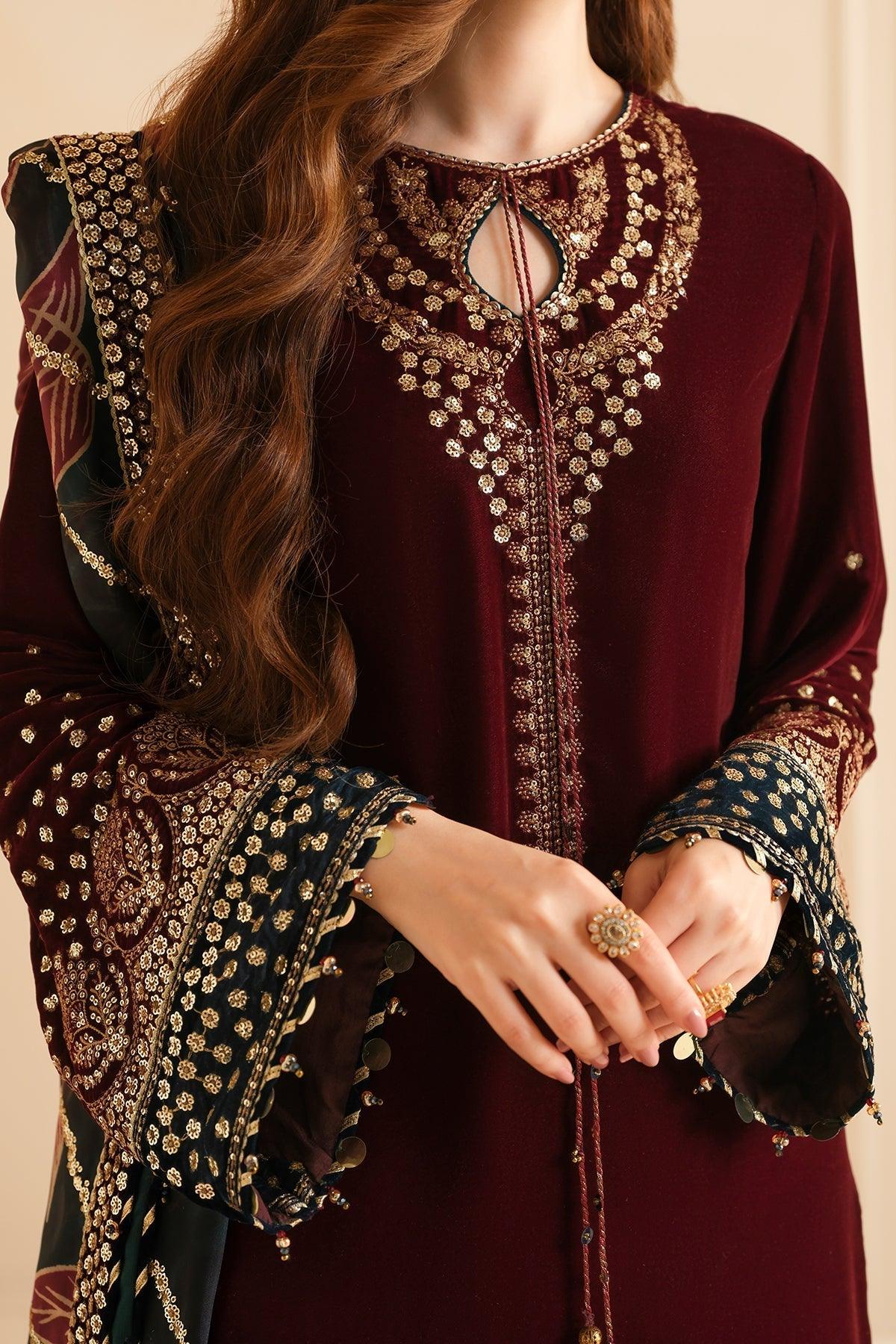 JAZMIN__Embroidered Velvet Formal VF-2038 - House Of Anaya