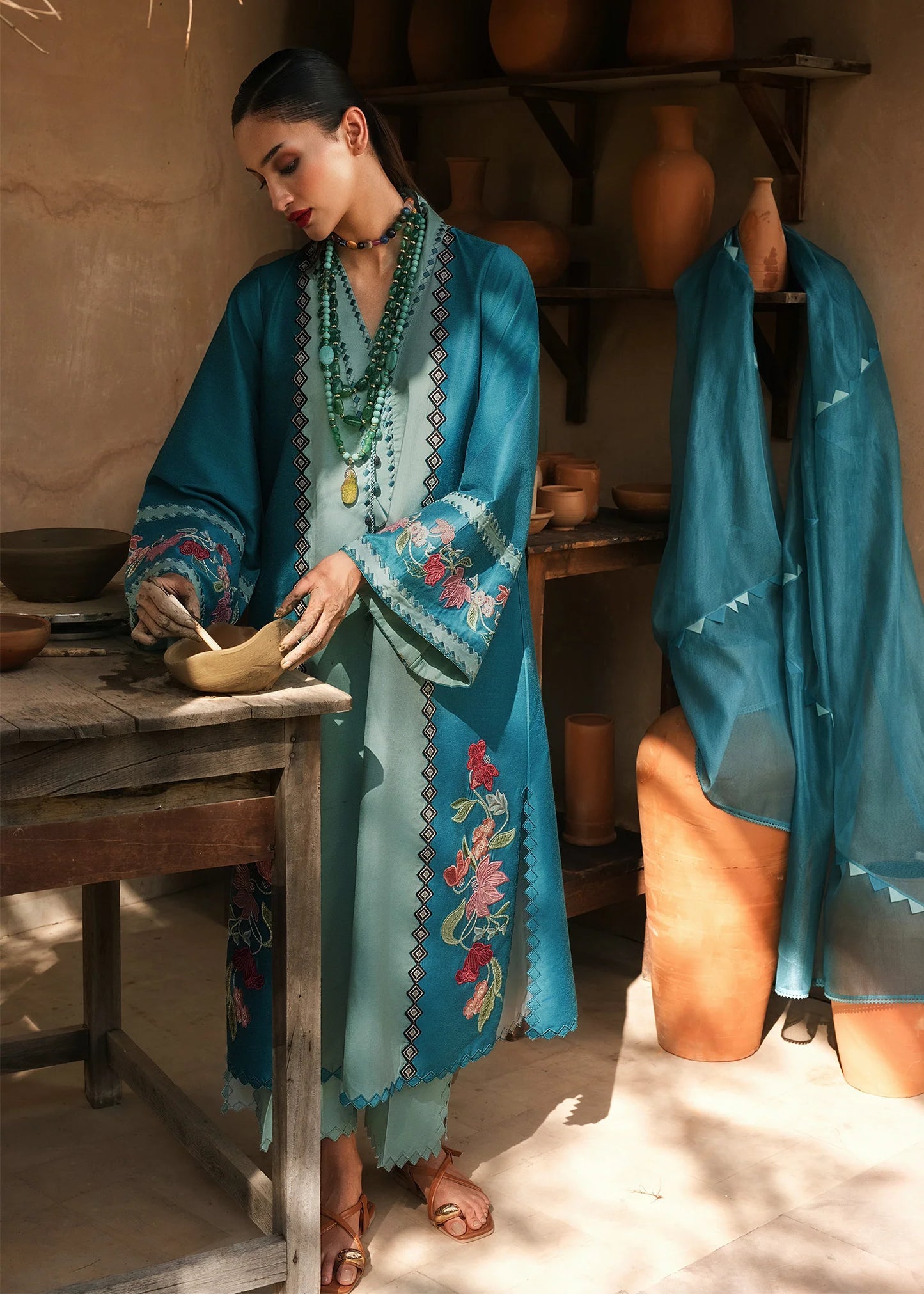 Crimson | MITTI - WINTER PRET '25 | Rani Vogue(Turquoise)