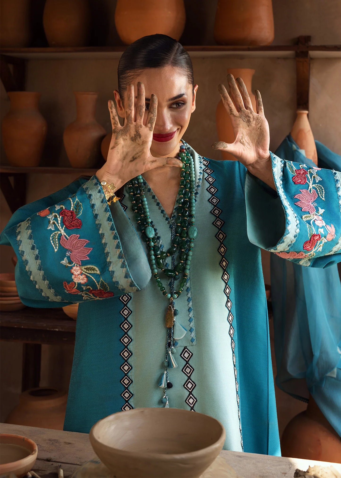 Crimson | MITTI - WINTER PRET '25 | Rani Vogue(Turquoise)