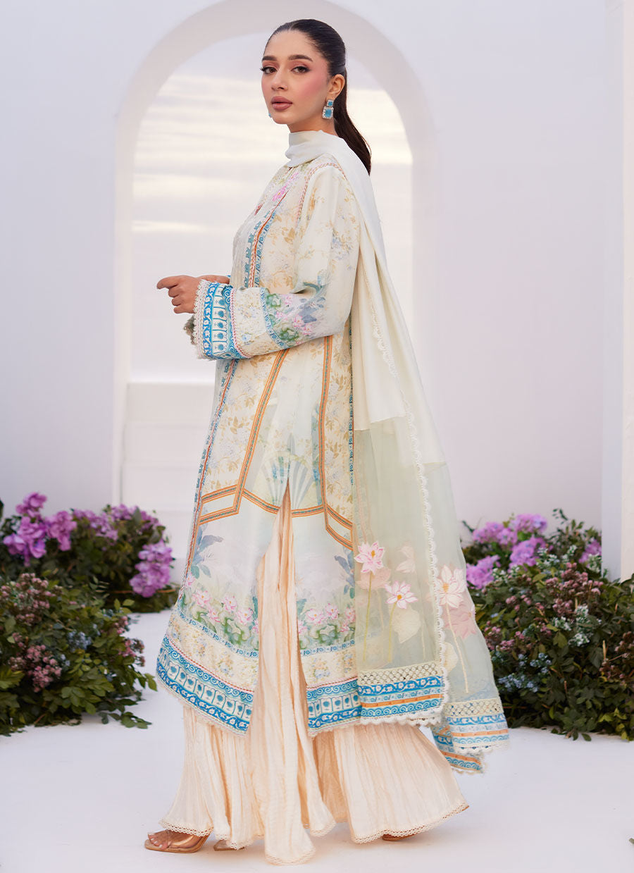 Farah Talib Aziz | Zaza Prints 24 | TURKISH AQUA SHIRT AND DUPATTA - House Of Anaya