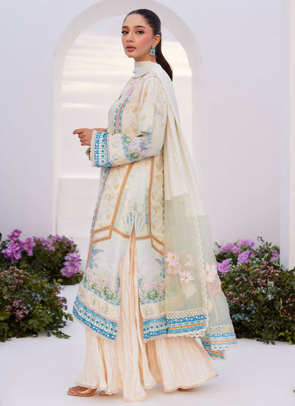 Farah Talib Aziz | Zaza Prints 24 | TURKISH AQUA SHIRT AND DUPATTA - House Of Anaya