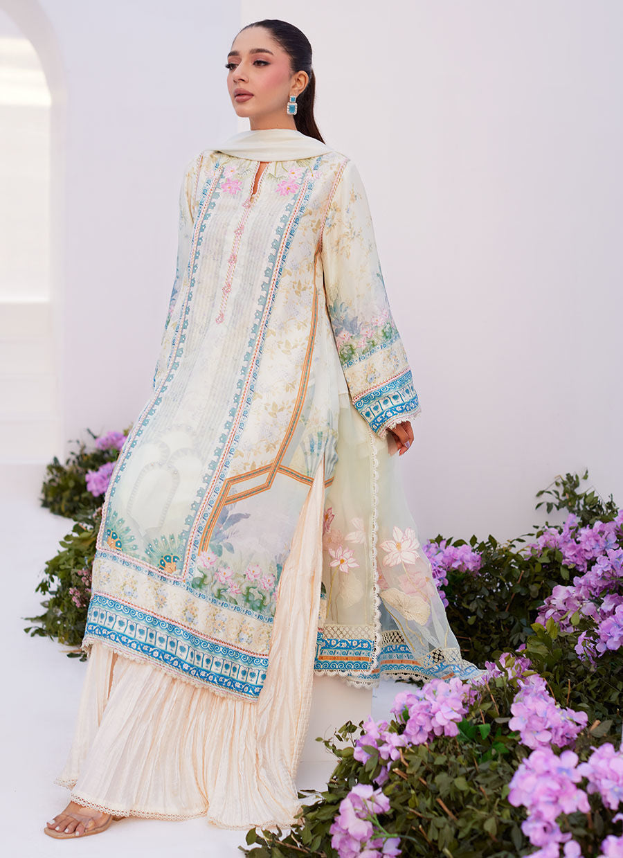 Farah Talib Aziz | Zaza Prints 24 | TURKISH AQUA SHIRT AND DUPATTA - House Of Anaya